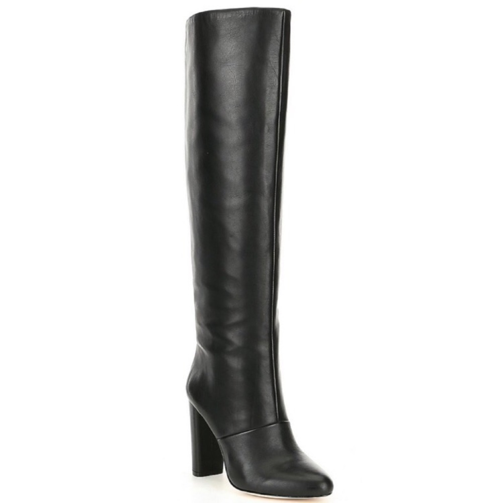 Calmma Tall Leather Slouch Block Heel Boots